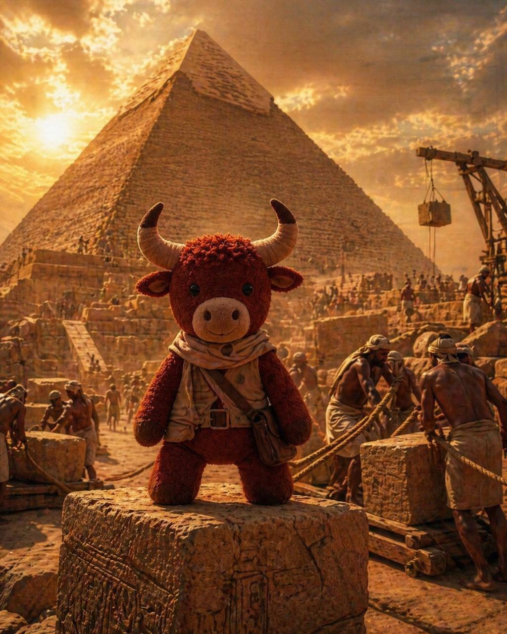 Bull at the pyramids